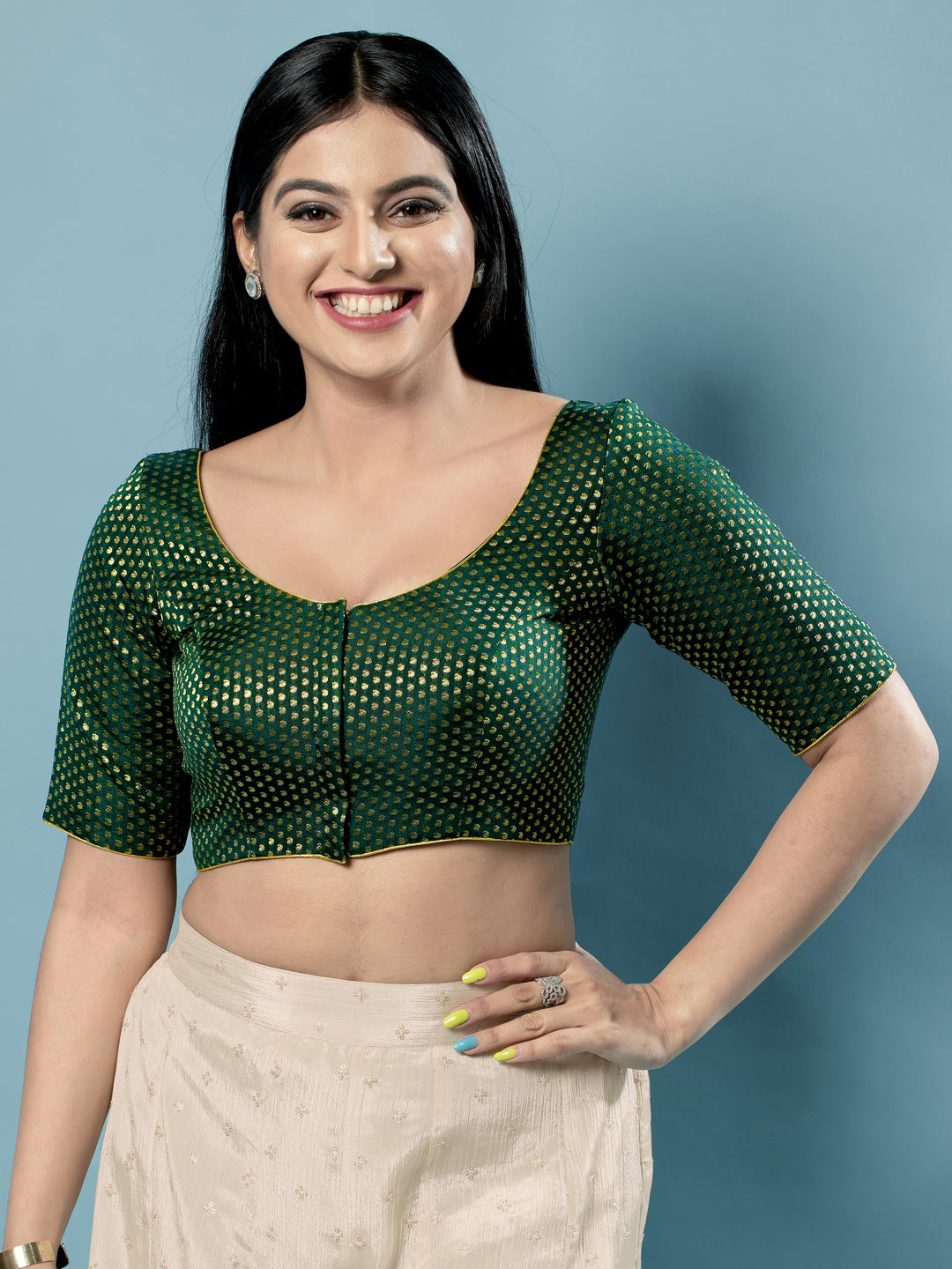 Brocade Paisley Butti Round Neck Blouse