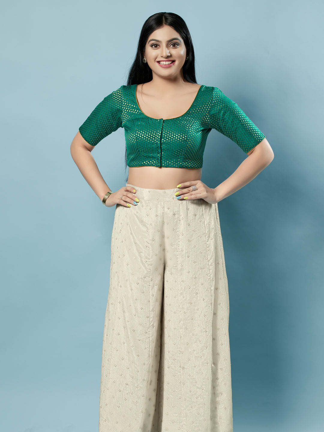 Brocade Paisley Butti Round Neck Blouse