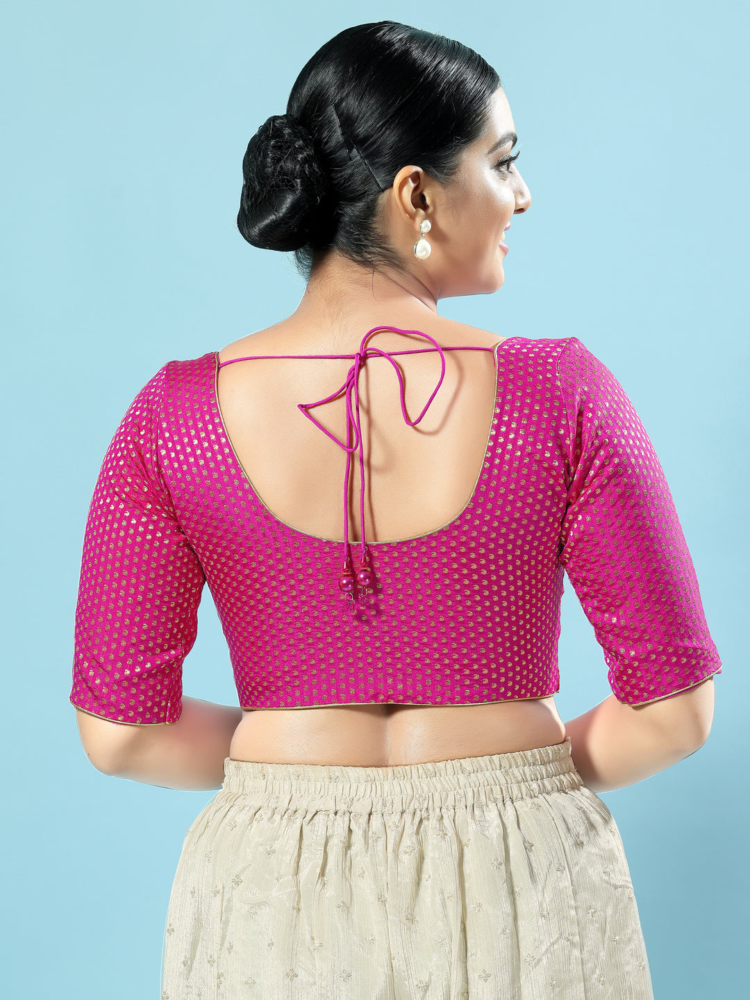 Brocade Paisley Butti Round Neck Blouse