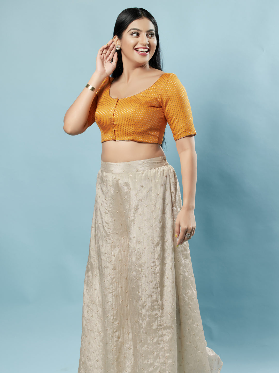 Brocade Paisley Butti Round Neck Blouse