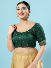 Dupion Silk Scallop Embroidery Sleeves Blouse