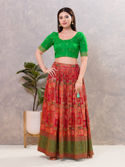Dupion Silk Scallop Embroidery Sleeves Blouse