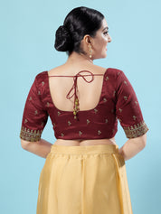 Dupion Silk Scallop Embroidery Sleeves Blouse