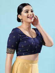 Dupion Silk Scallop Embroidery Sleeves Blouse