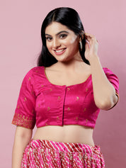 Dupion Silk Scallop Embroidery Sleeves Blouse