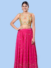 V Neck Multi Embroidery Sleeeveless Blouse