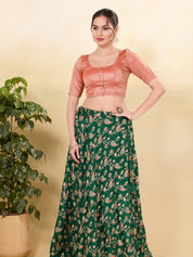 Zigzag Brocade Round Neck Front Open Core Blouse