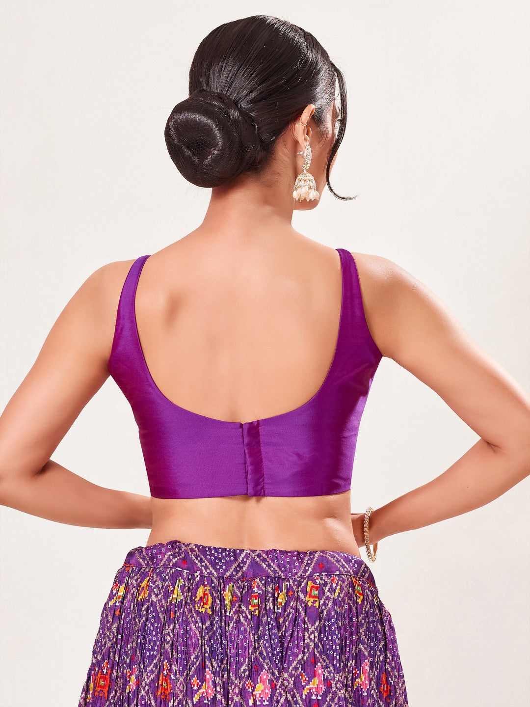Vamas Tafetta Silk Round Neck Thin Strap Sleeveless Blouse
