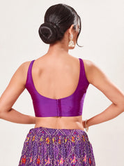 Vamas Tafetta Silk Round Neck Thin Strap Sleeveless Blouse