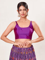 Vamas Tafetta Silk Round Neck Thin Strap Sleeveless Blouse