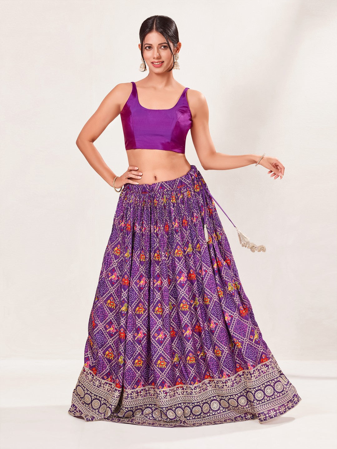 Vamas Tafetta Silk Round Neck Thin Strap Sleeveless Blouse