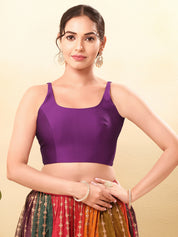 Vamas Tafetta Silk Round Neck Thin Strap Sleeveless Blouse