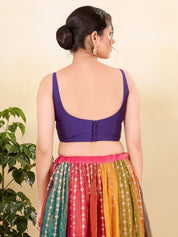 Vamas Tafetta Silk Round Neck Thin Strap Sleeveless Blouse