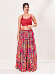Vamas Tafetta Silk Round Neck Thin Strap Sleeveless Blouse