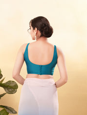 Vamas Tafetta Silk Round Neck Thin Strap Sleeveless Blouse