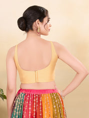 Vamas Tafetta Silk Round Neck Thin Strap Sleeveless Blouse