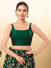 Vamas Tafetta Silk Round Neck Thin Strap Sleeveless Blouse