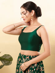 Vamas Tafetta Silk Round Neck Thin Strap Sleeveless Blouse