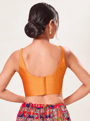 Vamas Tafetta Silk Round Neck Thin Strap Sleeveless Blouse