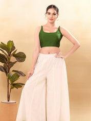 Vamas Tafetta Silk Round Neck Thin Strap Sleeveless Blouse