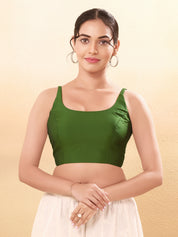 Vamas Tafetta Silk Round Neck Thin Strap Sleeveless Blouse