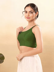 Vamas Tafetta Silk Round Neck Thin Strap Sleeveless Blouse