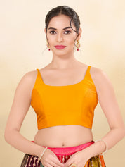 Vamas Tafetta Silk Round Neck Thin Strap Sleeveless Blouse
