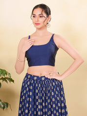 Vamas Tafetta Silk Round Neck Thin Strap Sleeveless Blouse