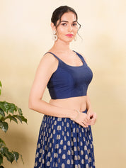 Vamas Tafetta Silk Round Neck Thin Strap Sleeveless Blouse