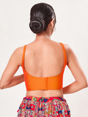 Vamas Tafetta Silk Round Neck Thin Strap Sleeveless Blouse