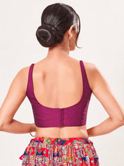 Vamas Tafetta Silk Round Neck Thin Strap Sleeveless Blouse