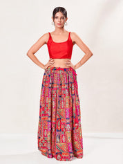 Vamas Tafetta Silk Round Neck Thin Strap Sleeveless Blouse