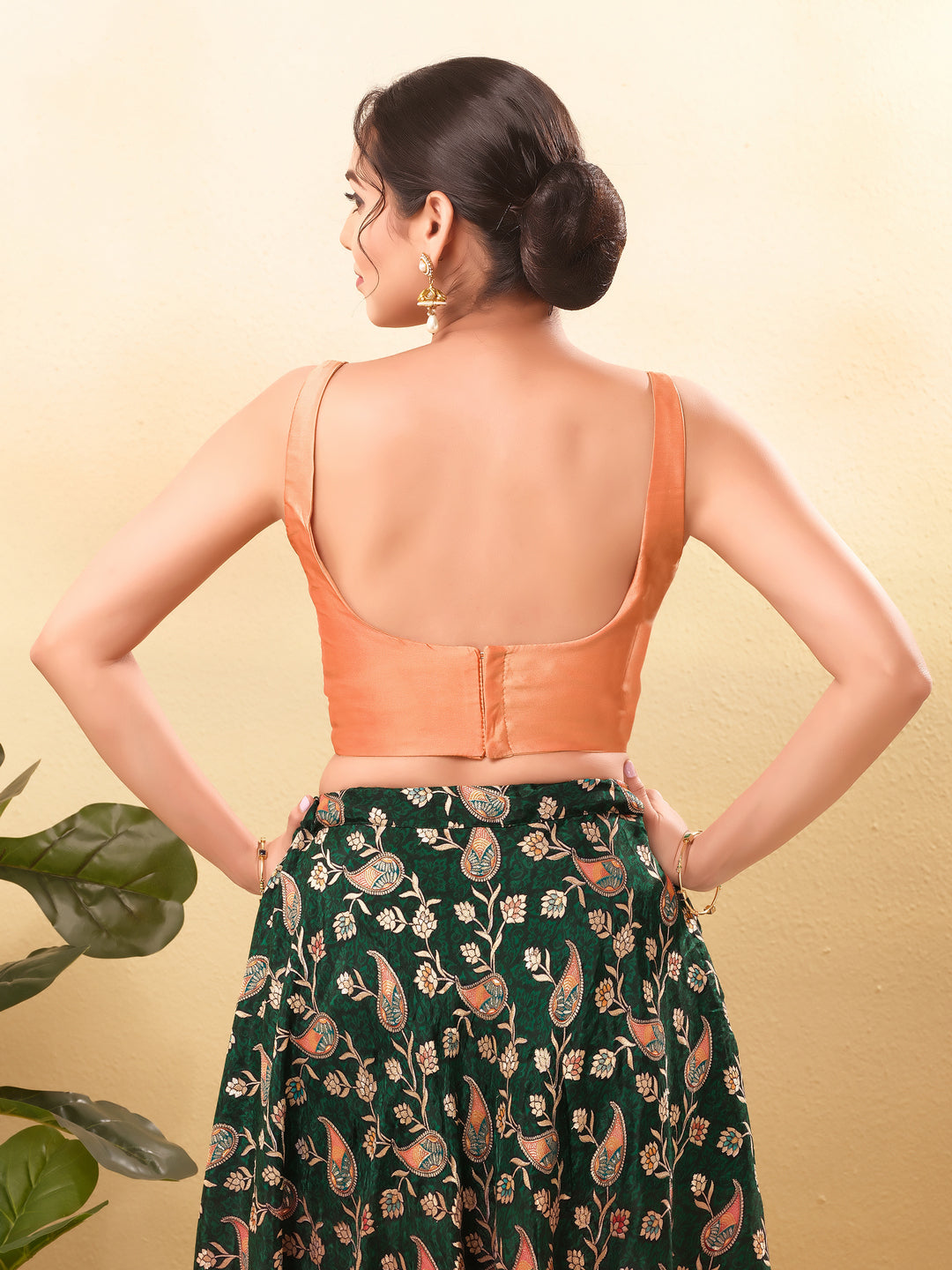 Vamas Tafetta Silk Round Neck Thin Strap Sleeveless Blouse