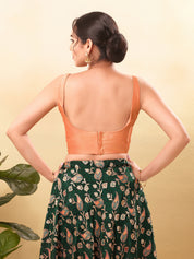 Vamas Tafetta Silk Round Neck Thin Strap Sleeveless Blouse