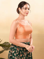 Vamas Tafetta Silk Round Neck Thin Strap Sleeveless Blouse