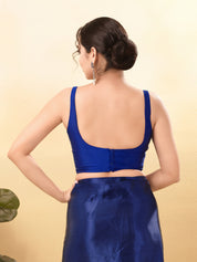 Vamas Tafetta Silk Round Neck Thin Strap Sleeveless Blouse