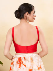 Vamas Tafetta Silk Round Neck Thin Strap Sleeveless Blouse