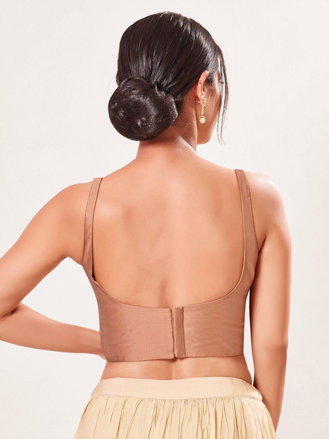 Vamas Tafetta Silk Round Neck Thin Strap Sleeveless Blouse