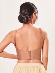 Vamas Tafetta Silk Round Neck Thin Strap Sleeveless Blouse