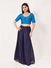 Vamas Tafetta Silk Round Neck Elbow Sleeves Blouse