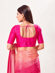 Vamas Tafetta Silk Round Neck Elbow Sleeves Blouse
