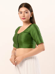 Vamas Tafetta Silk Round Neck Elbow Sleeves Blouse