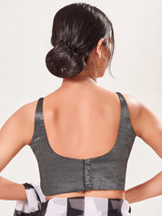 Vamas Shimmer Round Neck Thin Strap Blouse