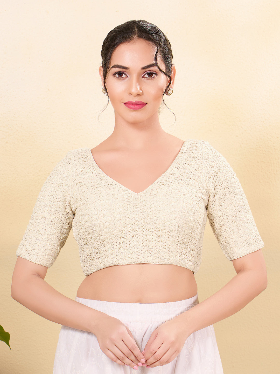 Offwhite Crocheo V Neck Blouse