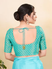 Tissue Butti Front Open Round Neck Blouse
