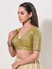 Multi Brocade Waist Yoke Cut Blouse