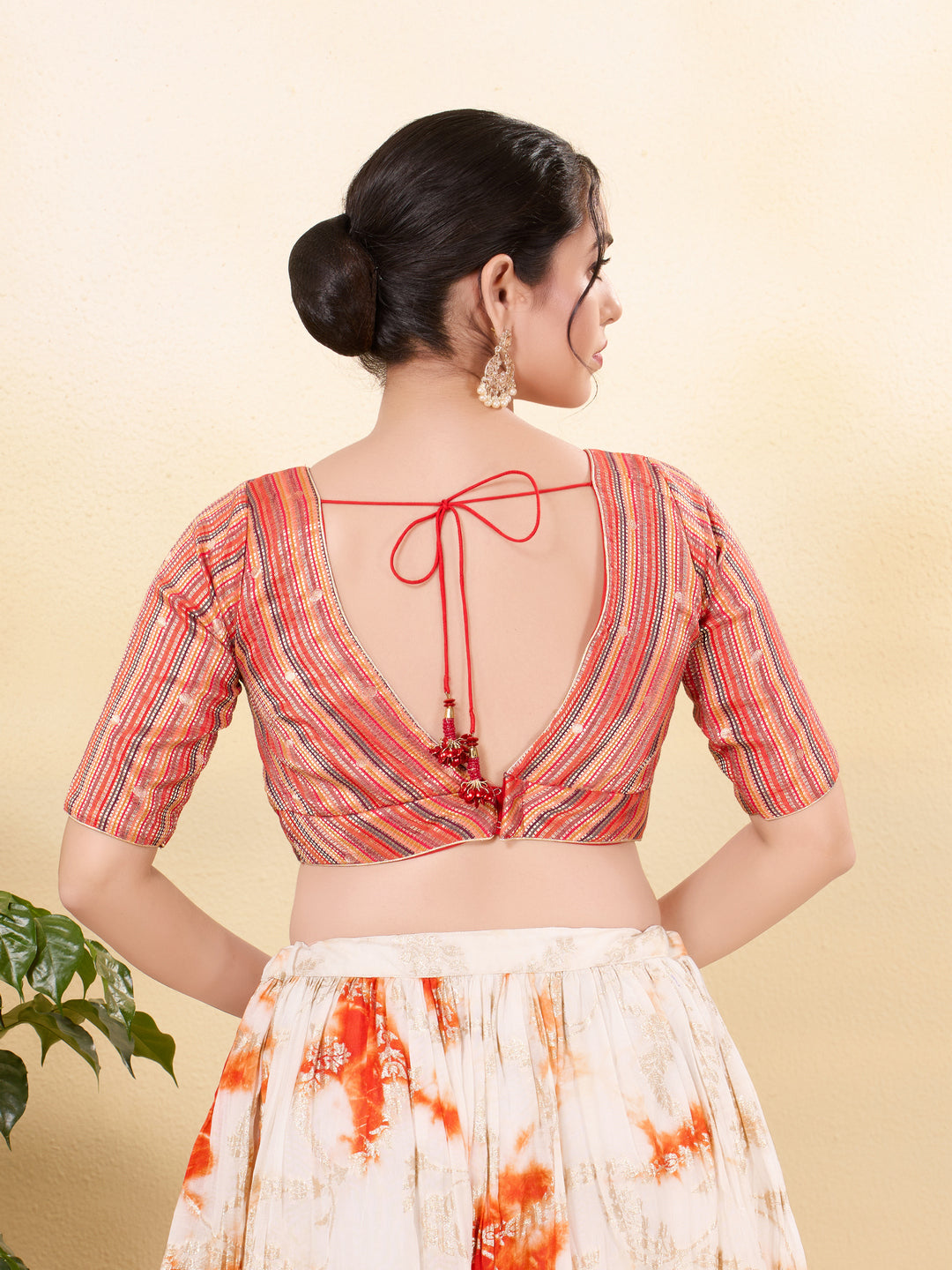 Multi Brocade Waist Yoke Cut Blouse