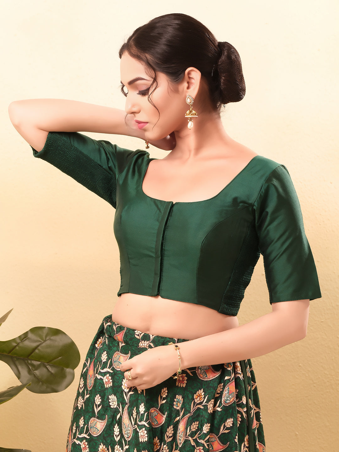 Vamas Flexible Side Stretch Comfort Fit Tafetta Silk Blouse