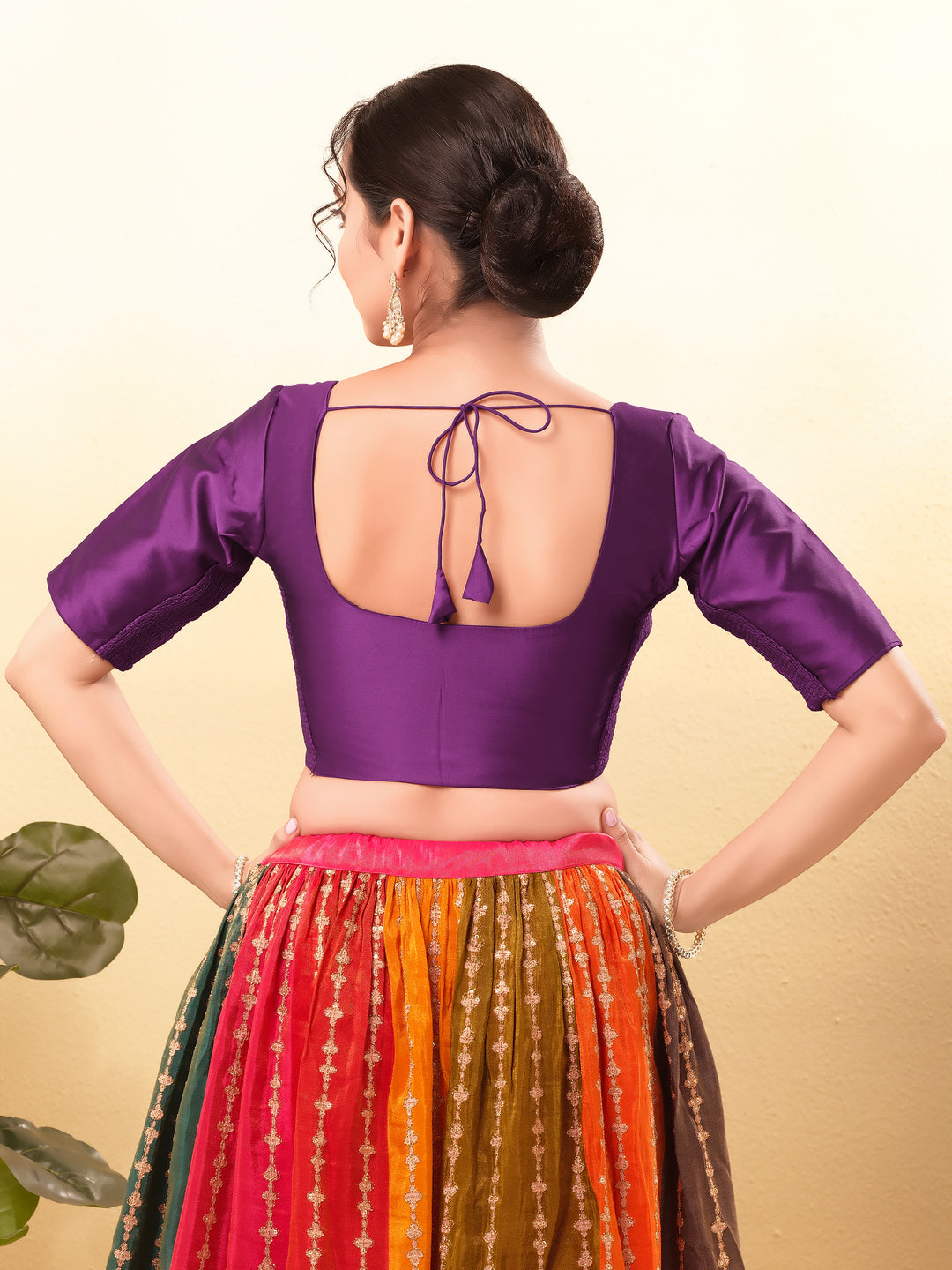 Vamas Flexible Side Stretch Comfort Fit Tafetta Silk Blouse