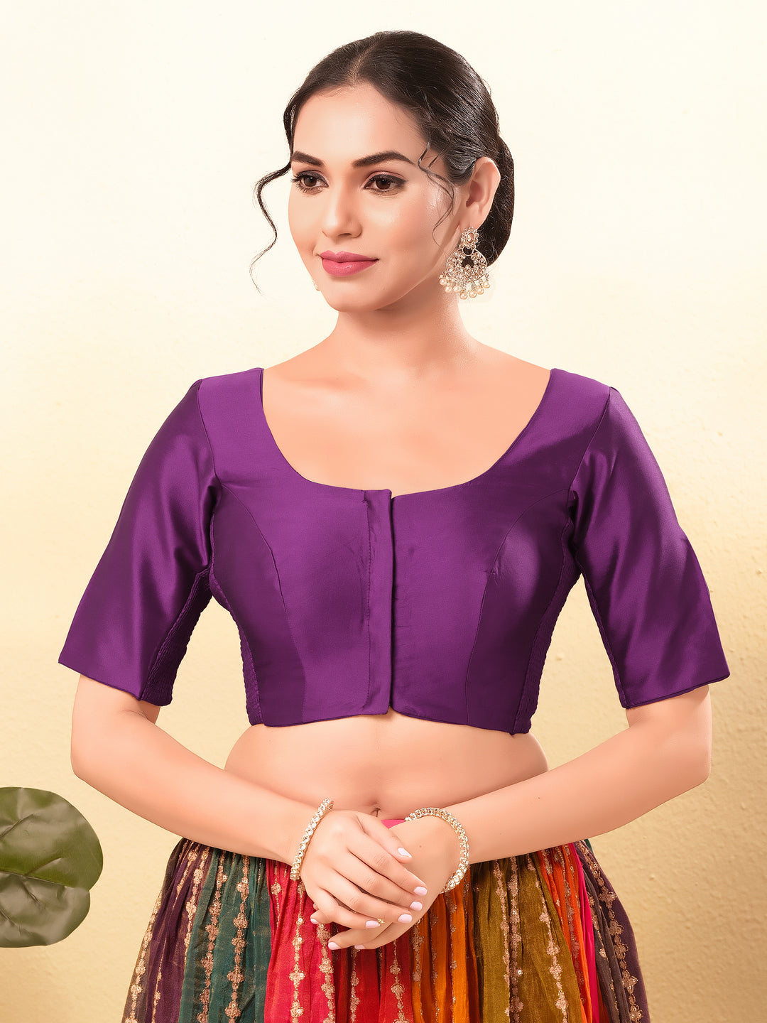 Vamas Flexible Side Stretch Comfort Fit Tafetta Silk Blouse